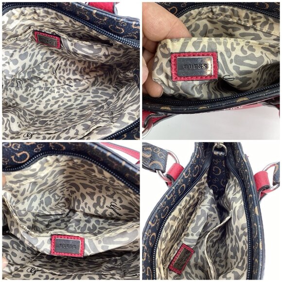 GUESS Small Crossbody Purse Mini Handbag Adj Strap Tote Red/Black Faux Leather - Picture 5 of 11